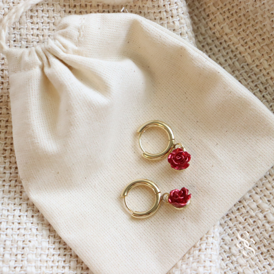 Scarlet Rose Hoops Earrings