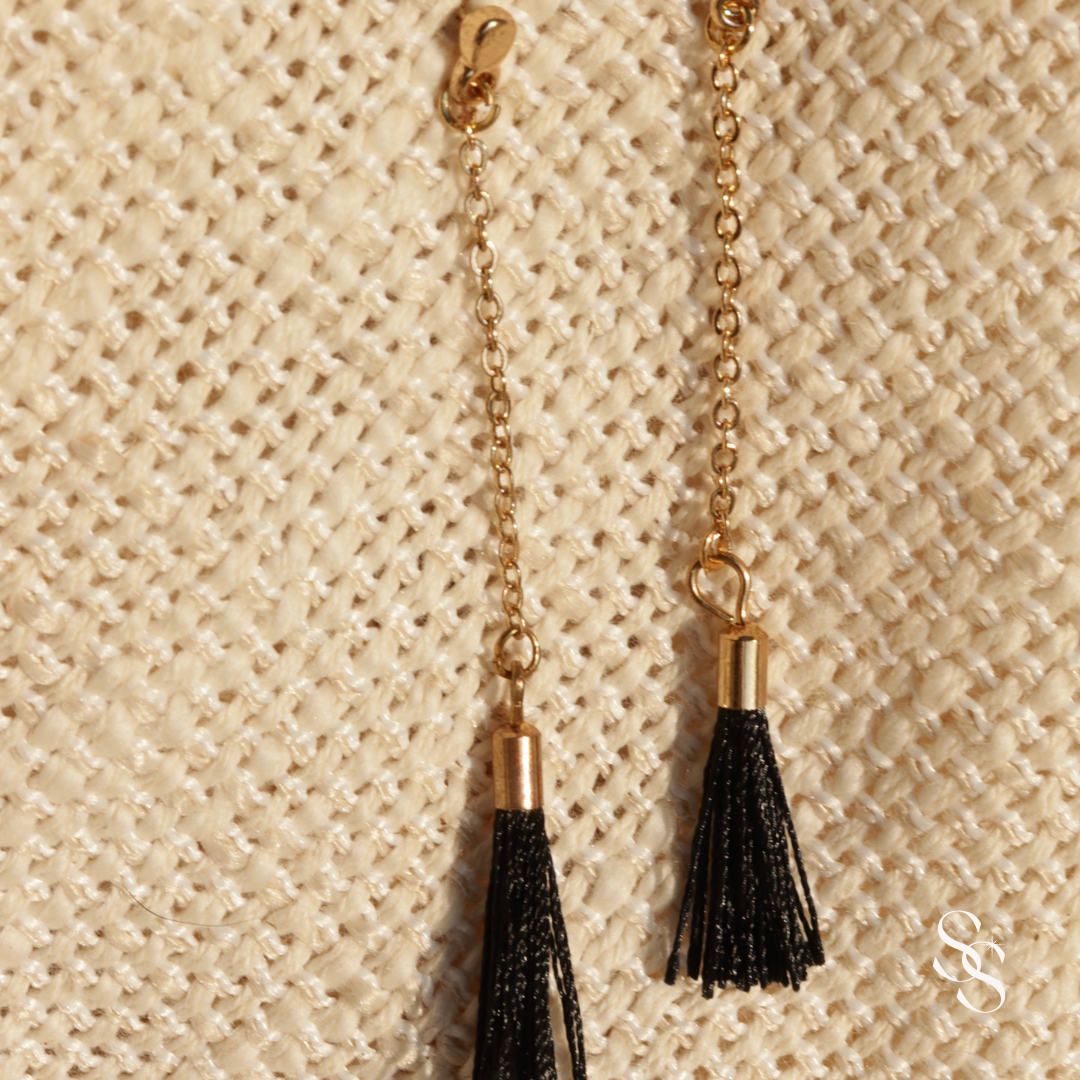Noir Tassel Drop Earrings