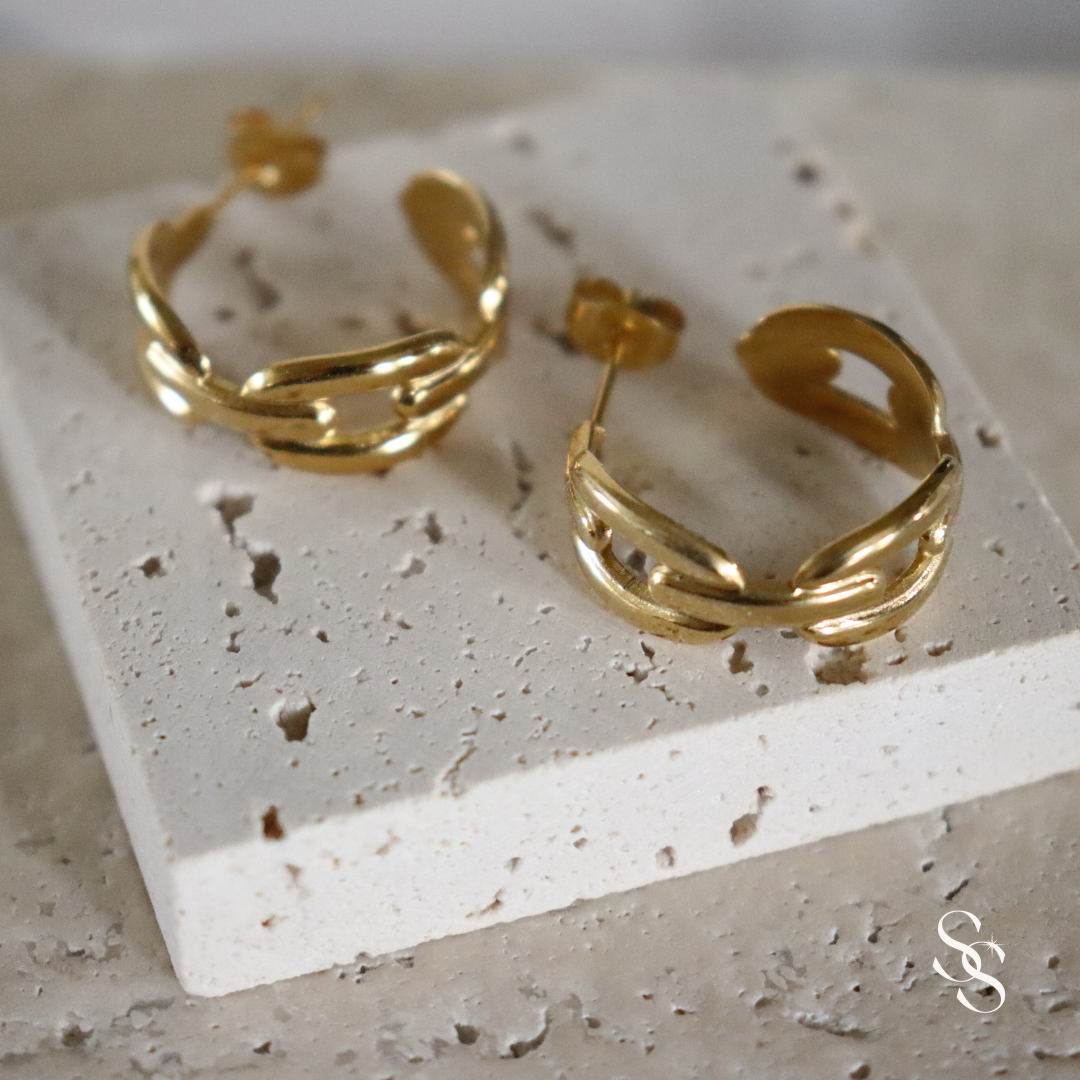 Link Me Gold Hoop Earrings