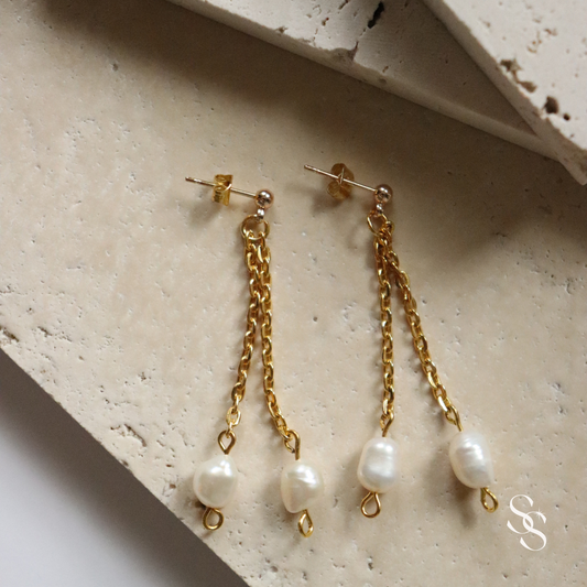 Dancing Twin Pearl Earrings