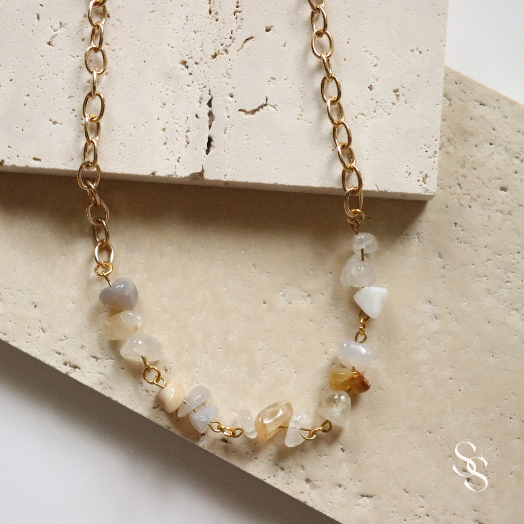 Whispering White Agate Necklace