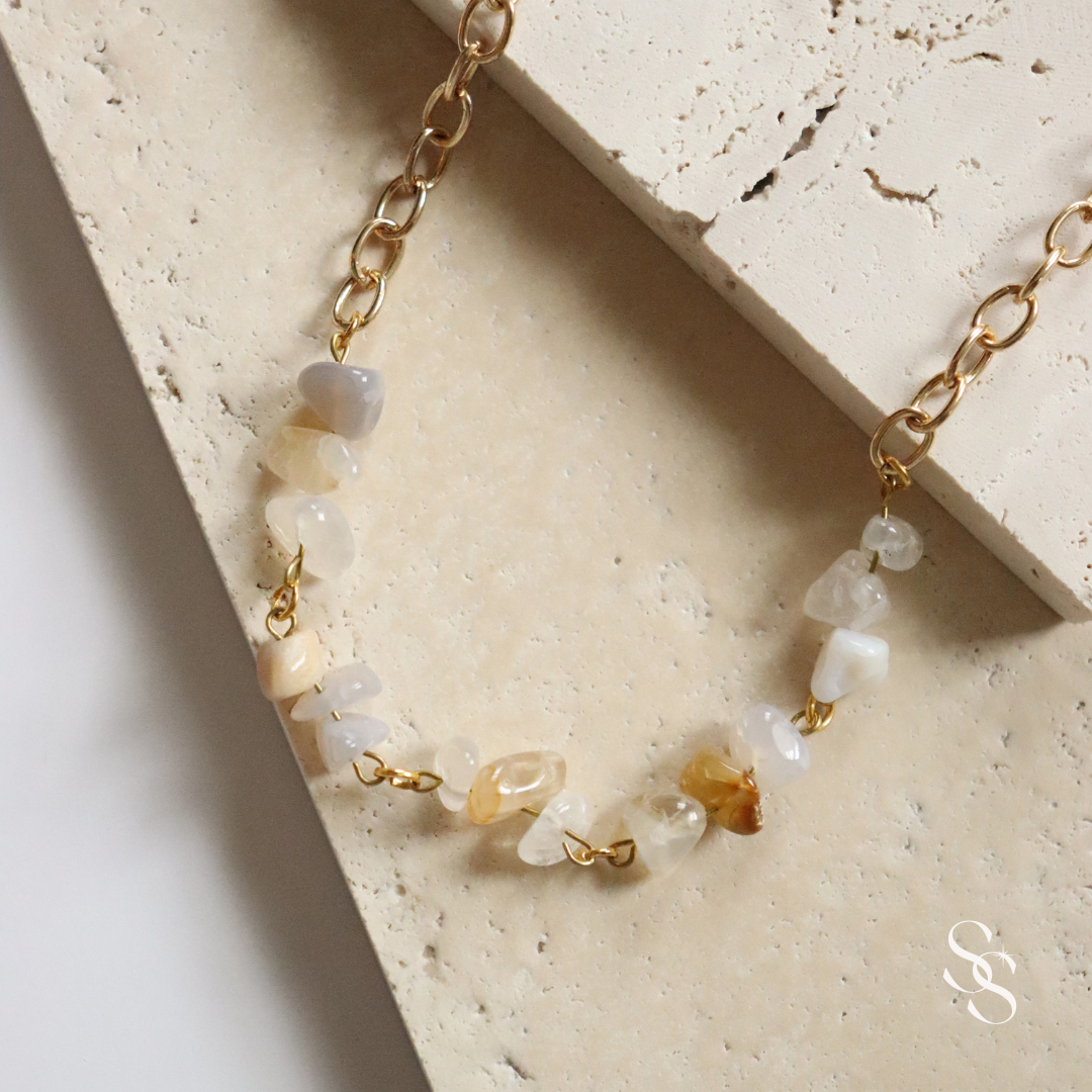 Whispering White Agate Necklace