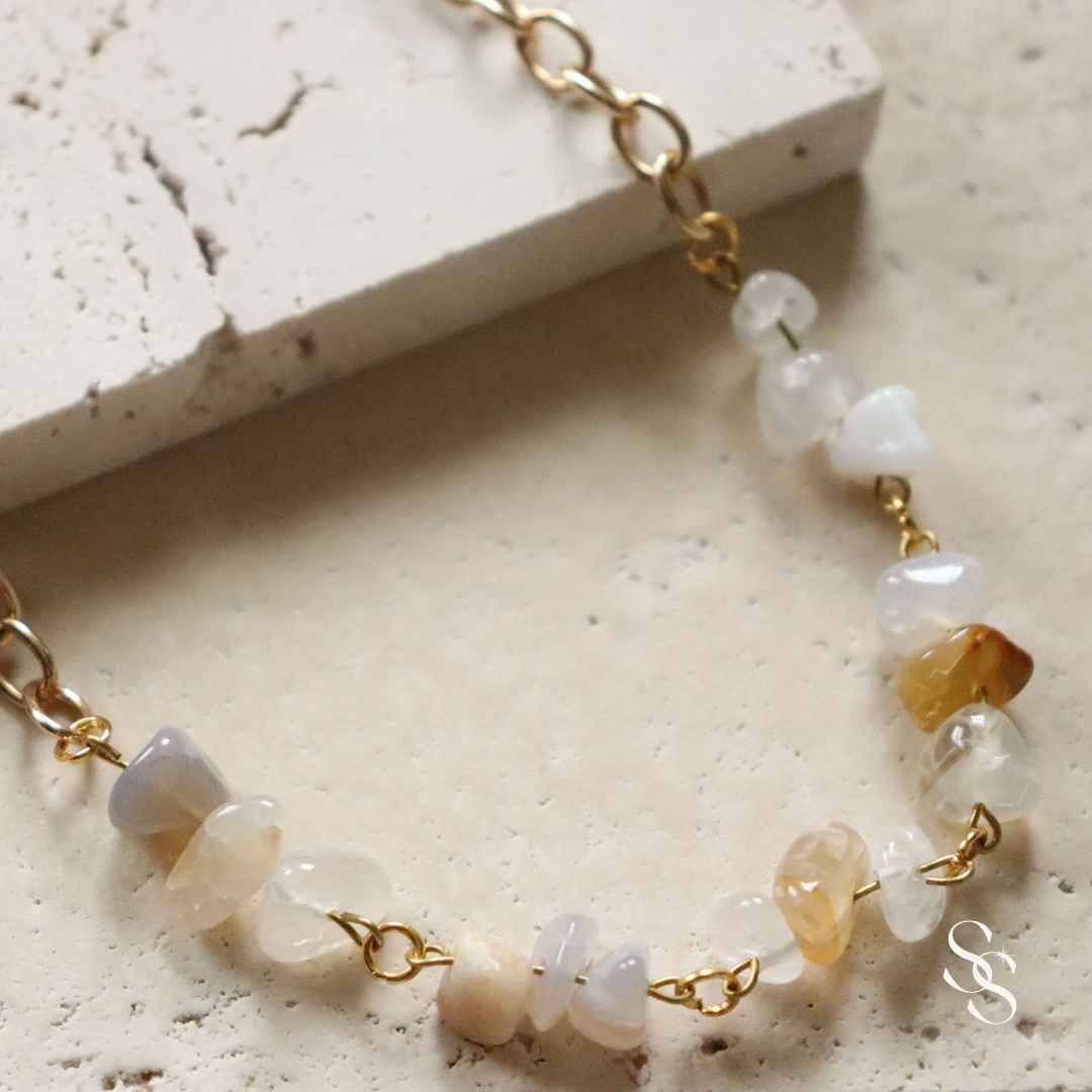 Whispering White Agate Necklace