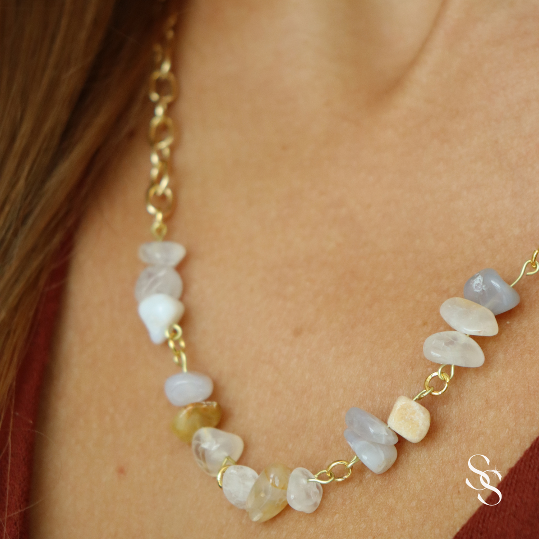 Whispering White Agate Necklace