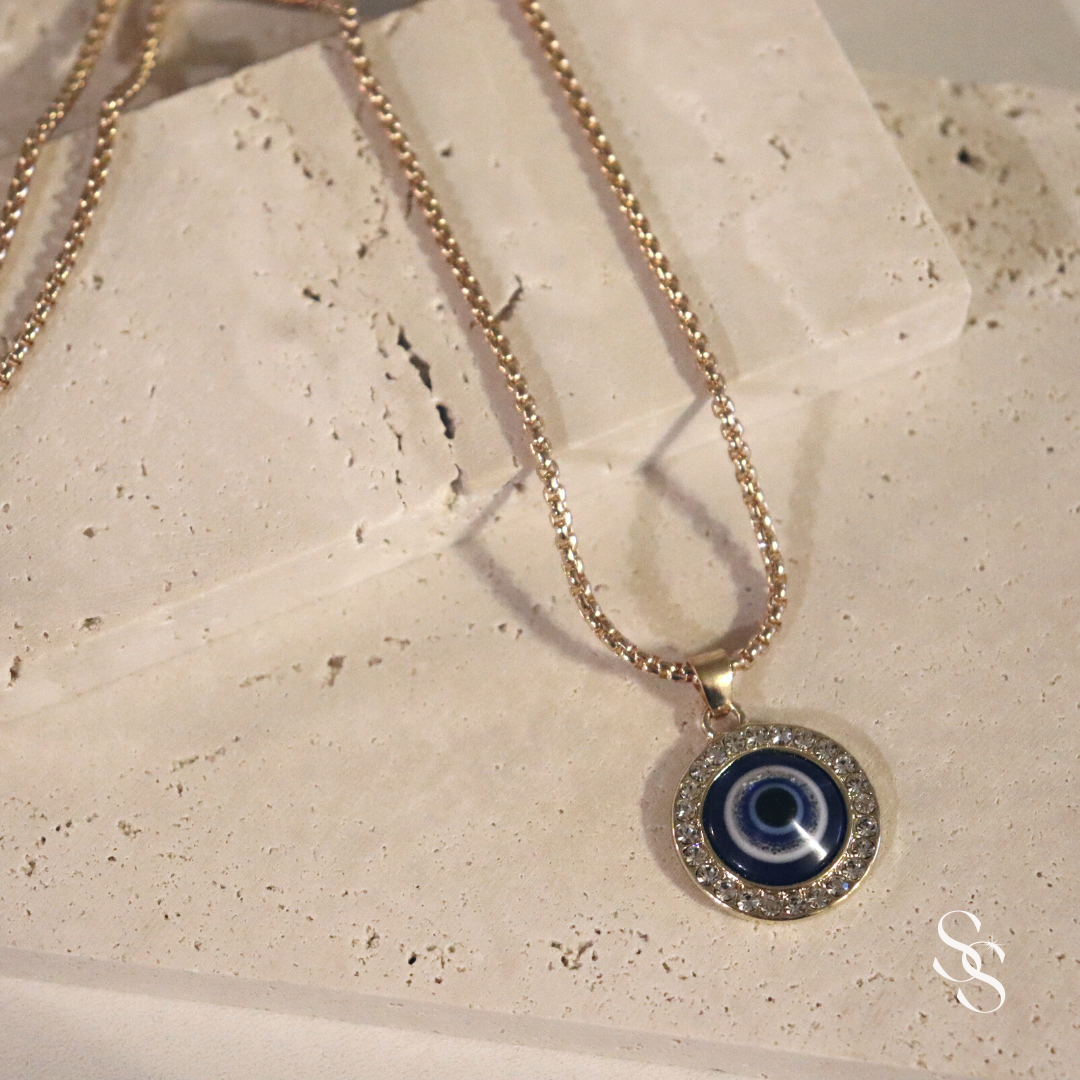 evil eye necklace, gold islamic necklace, womens jewelry, evil eye accessories