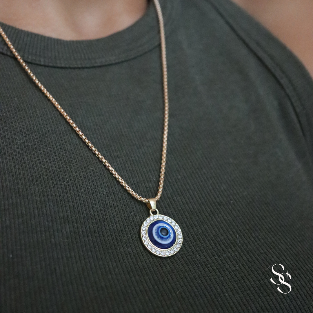 evil eye necklace, gold islamic necklace, womens jewelry, evil eye accessories