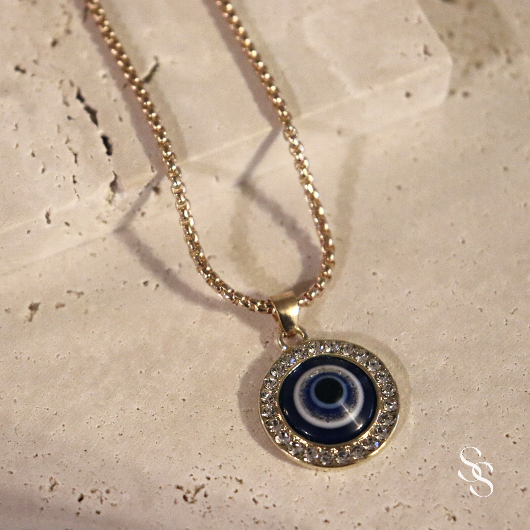 evil eye necklace, gold islamic necklace, womens jewelry, evil eye accessories
