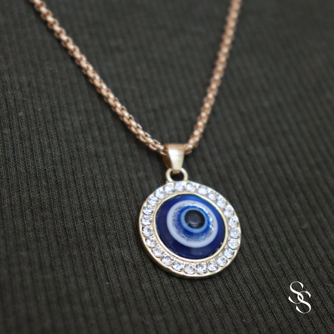 evil eye necklace, gold islamic necklace, womens jewelry, evil eye accessories