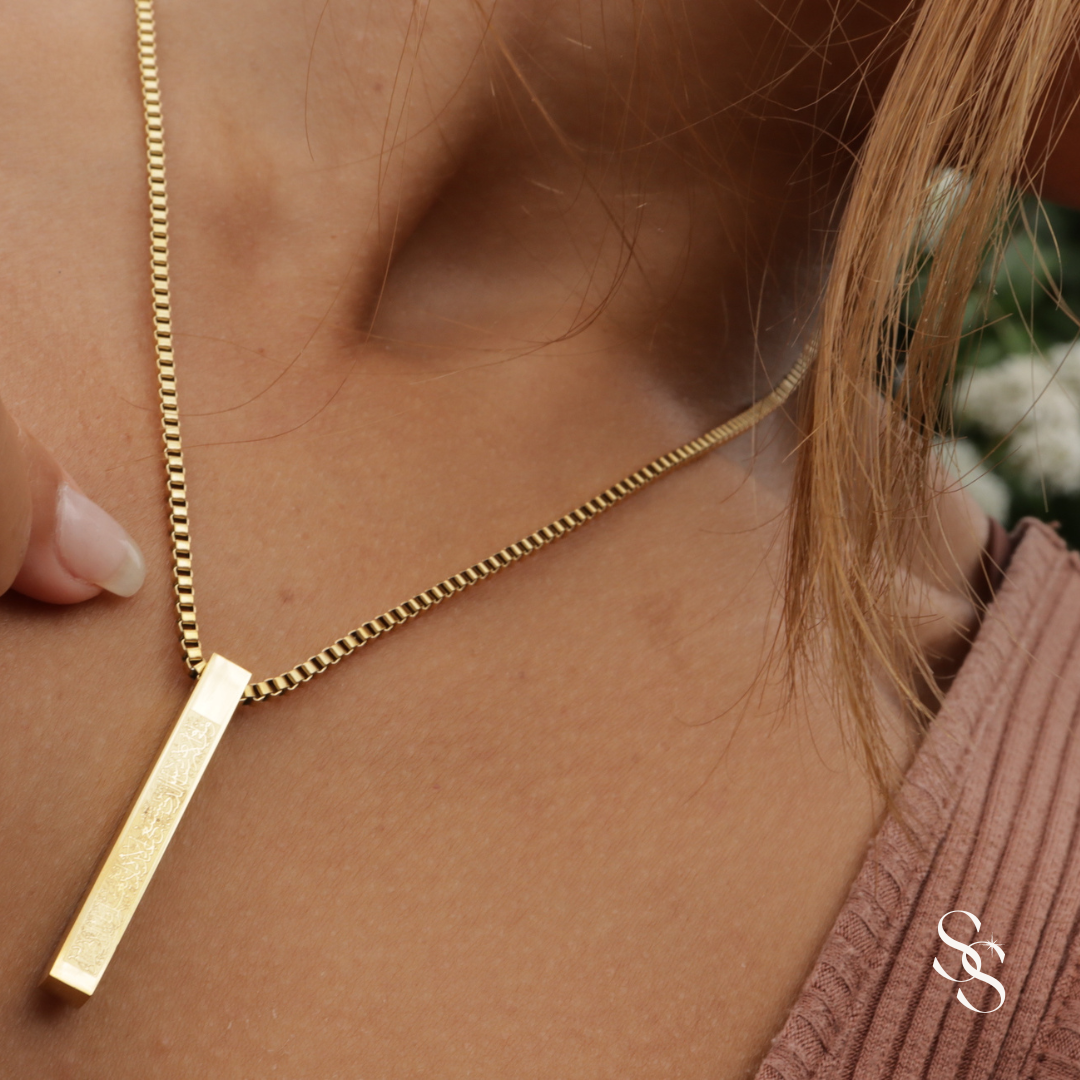 Ayatul Kursi Necklace, islamic jewelry, modern muslim accessories, gold, women, muslimah, muslim jewelry