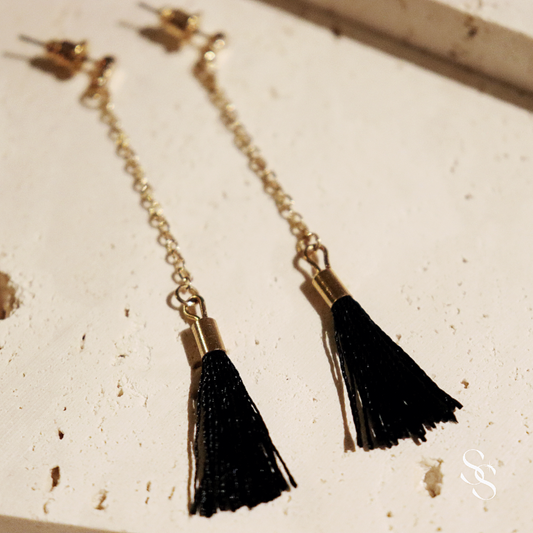 Noir Tassel Drop Earrings